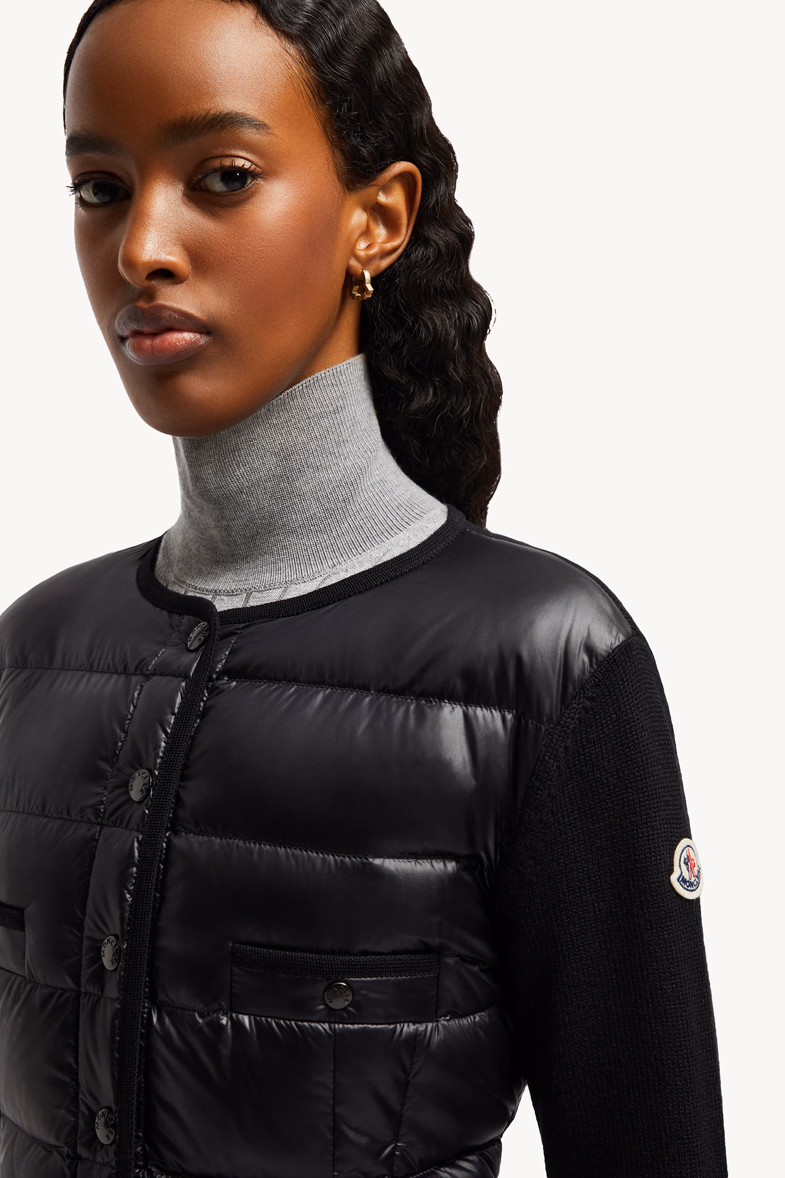 Padded Wool Cardigan Black Moncler 7